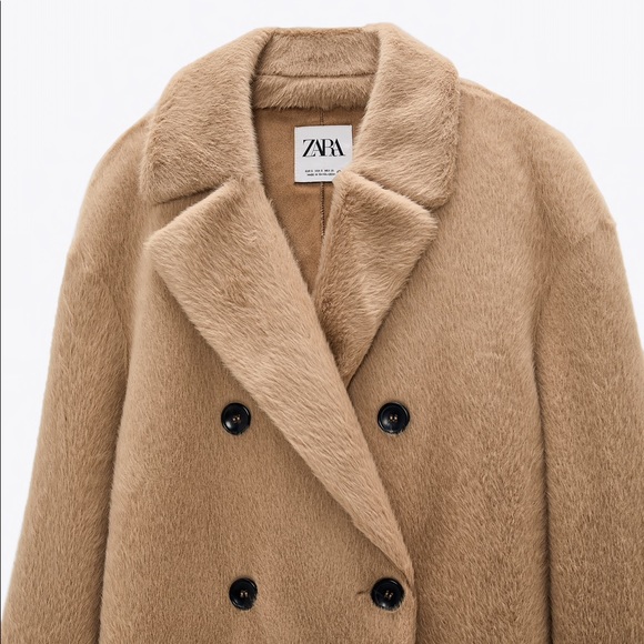 Zara Faux Fur Wrap Double Breasted Coat Jacket - Picture 13 of 14